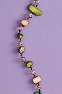 Long Green Shell Glass Necklace