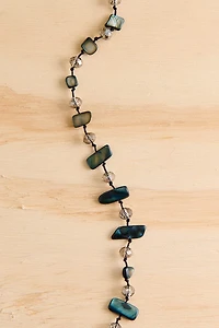 Long Black Shell Glass Necklace