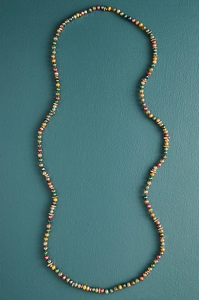 Long Multicolor Gold Stone Glass Necklace