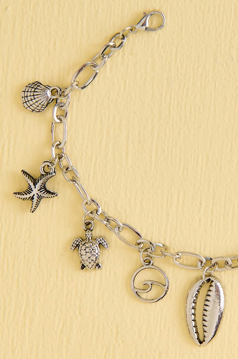 Silver Chunky Sea Charms Anklet
