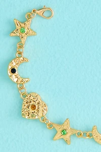 Gold Celestial Heart Link Bracelet