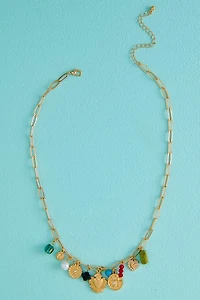 Gold Chunky Heart Charms Necklace