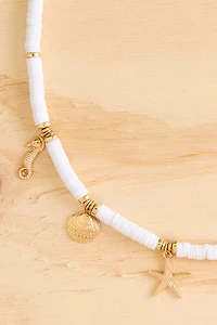 Faux Puka Shell with Sea Charms Necklace