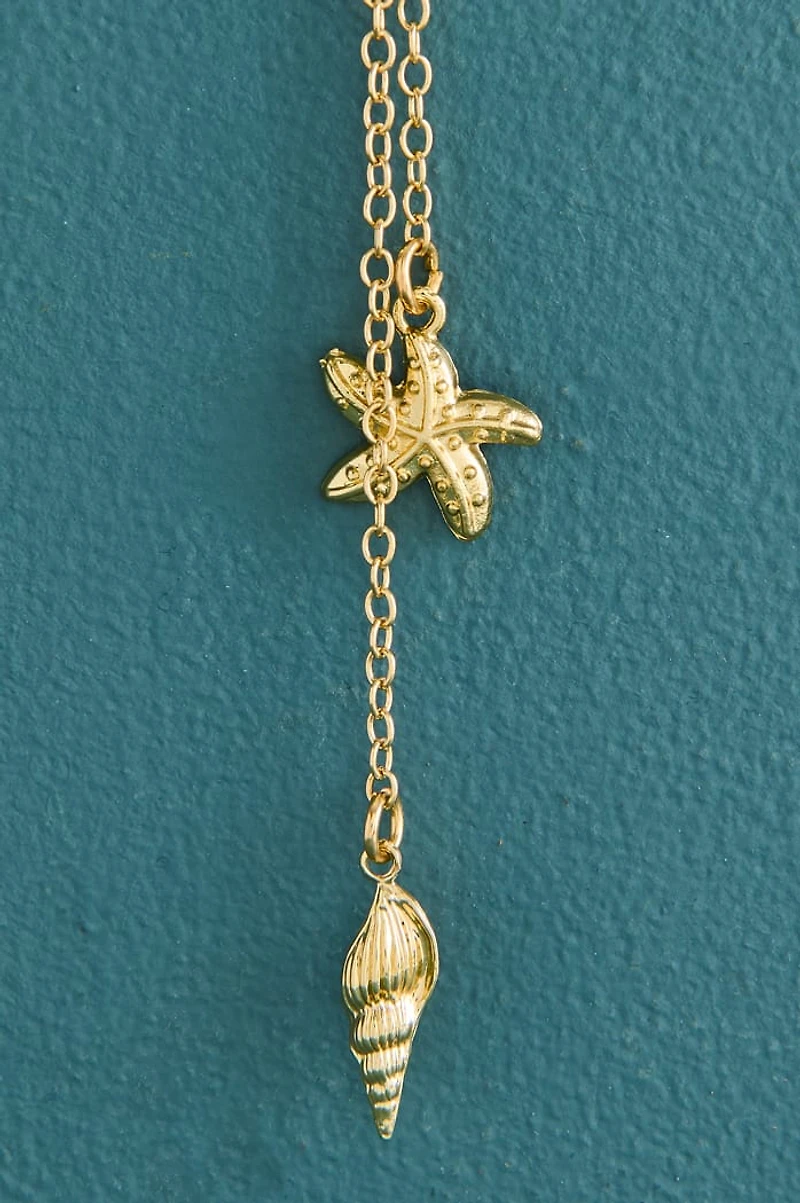 Gold Seashell Dangling Charm Claw Clip