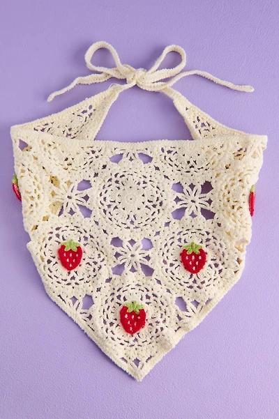 Red Strawberry Crochet Festival Headband Scarf
