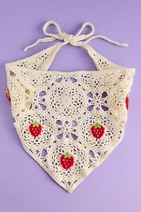 Red Strawberry Crochet Festival Headband Scarf