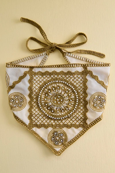 Sage Green Pearl Beaded Festival Headband Scarf