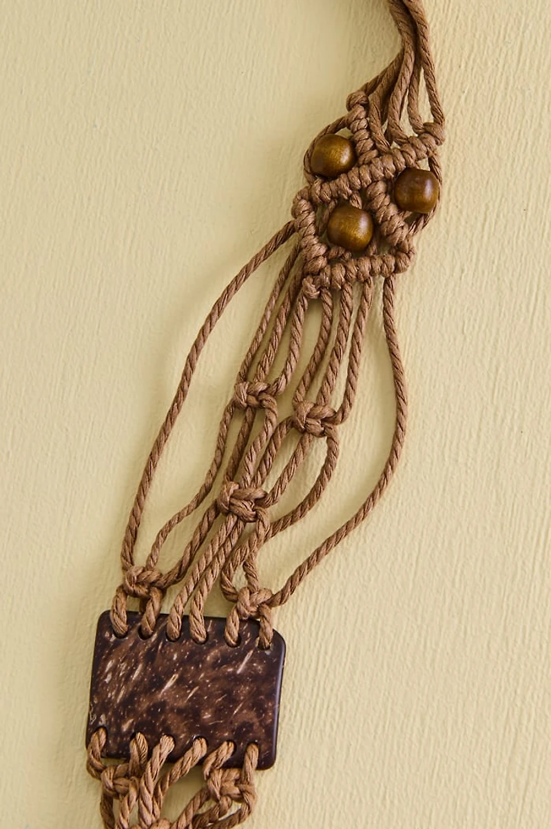 Brown Coconut Shell Belly Macrame Belt
