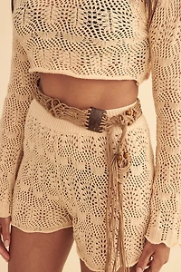 Brown Coconut Shell Belly Macrame Belt