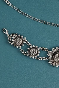 Silver Boho Sunflower Belly Chain Belt