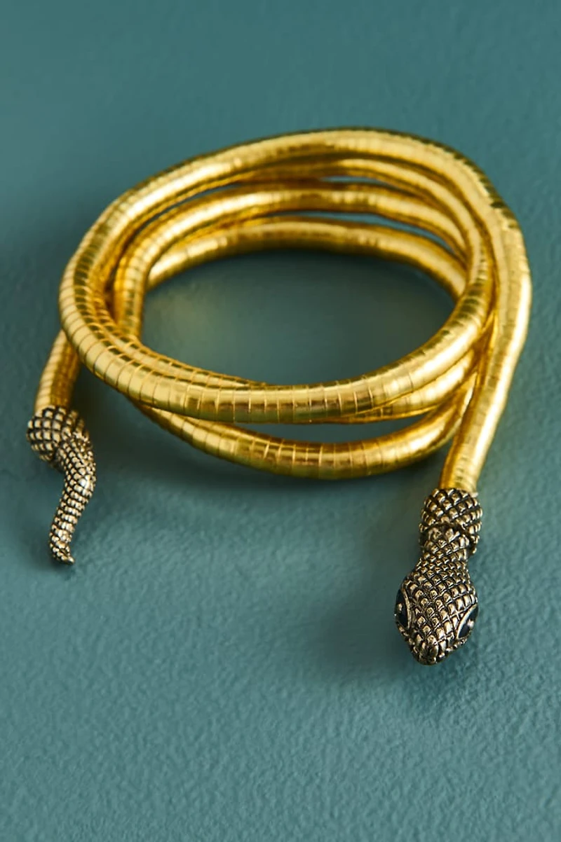 Gold Serpent Adjustable Wrap Bracelet