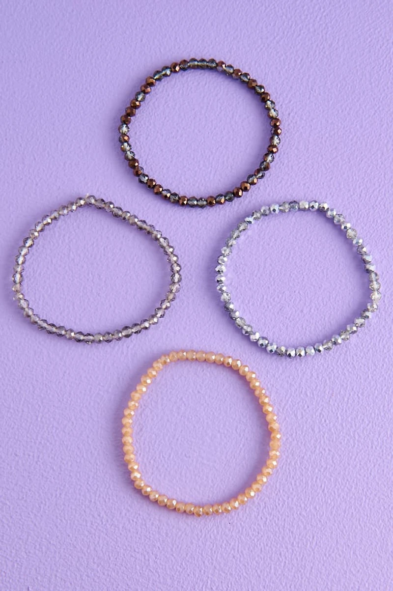 Neutral Glass Stretch Bracelet Set