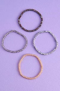Neutral Glass Stretch Bracelet Set