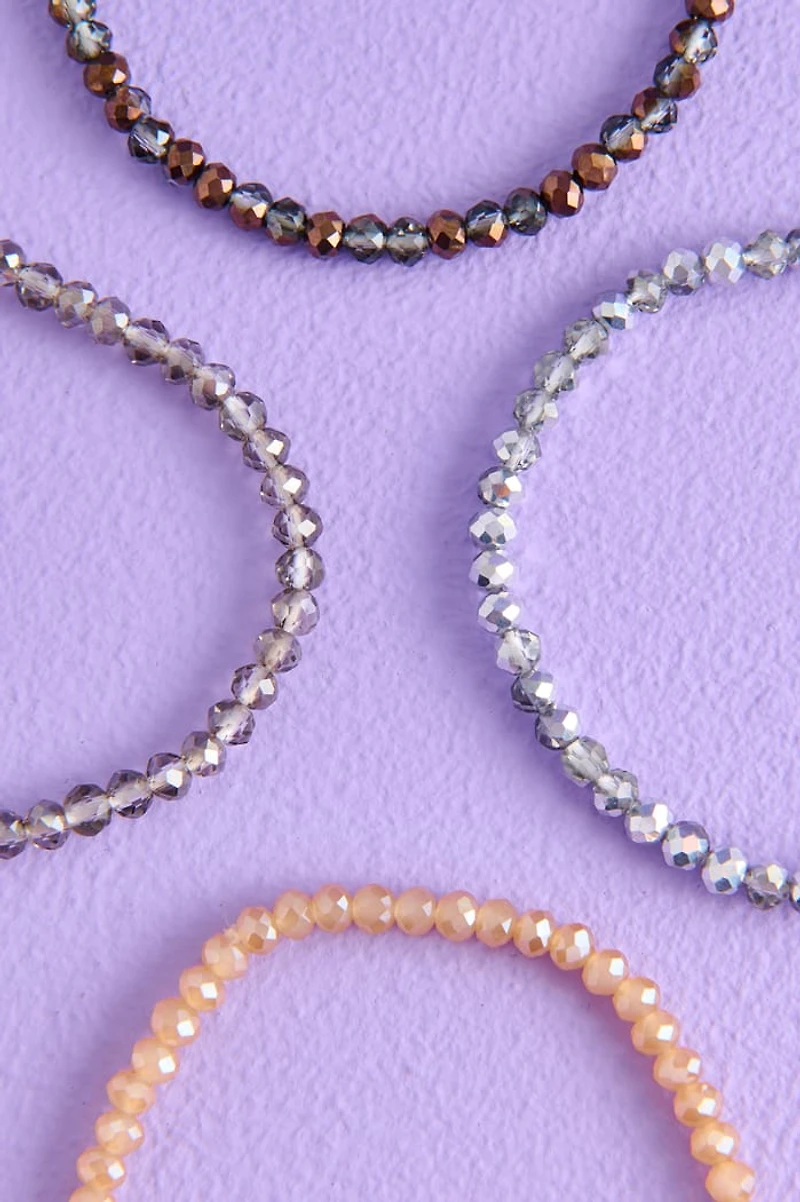 Neutral Glass Stretch Bracelet Set