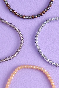 Neutral Glass Stretch Bracelet Set