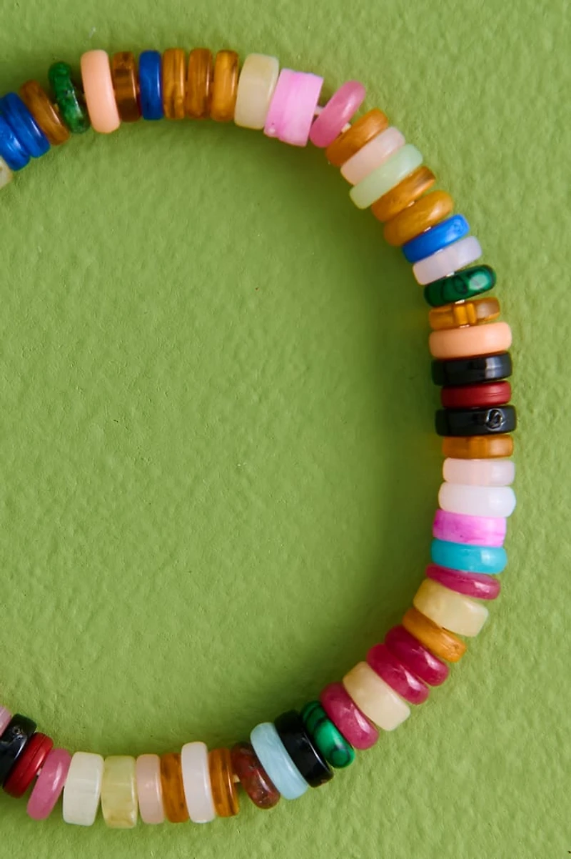 Pink Sunset Beaded Stretch Bracelet