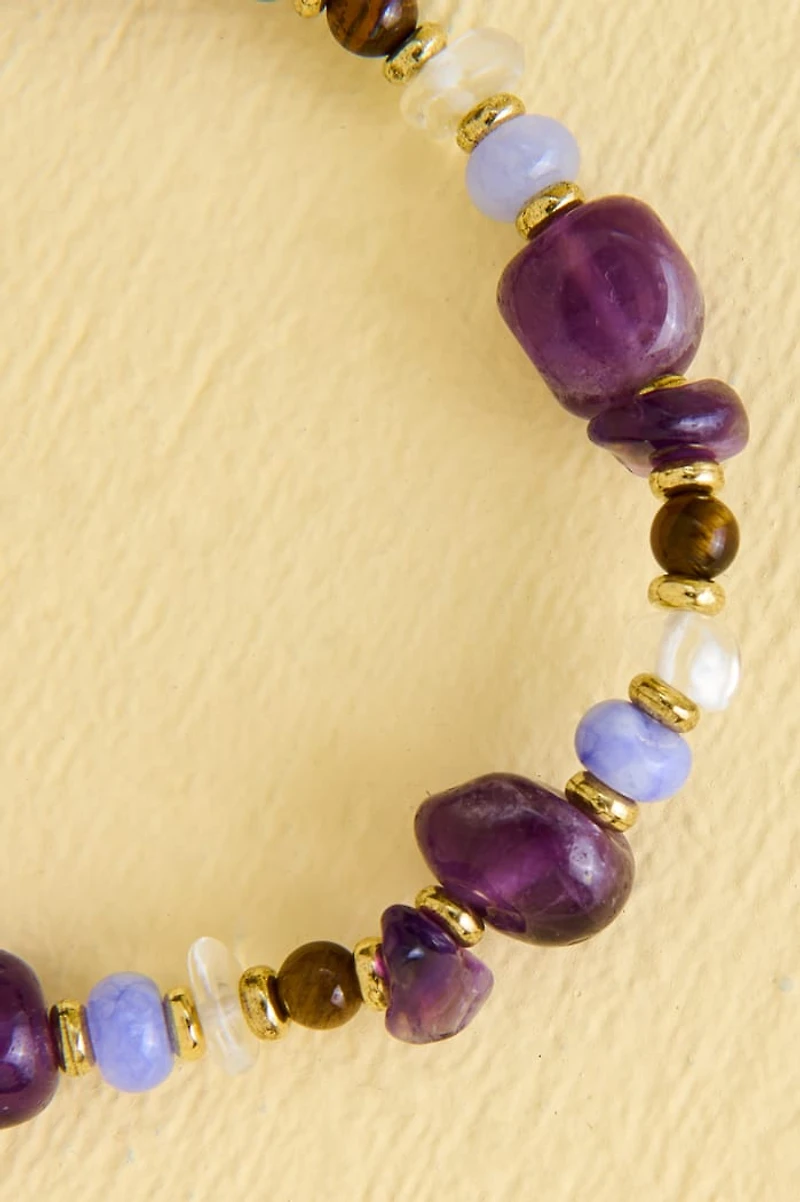 Amethyst and Stones Stretch Bracelet
