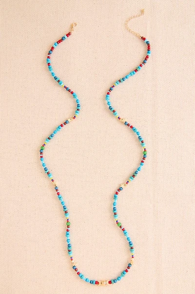 Long Summer Sky Beaded Necklace