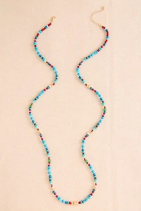 Long Summer Sky Beaded Necklace