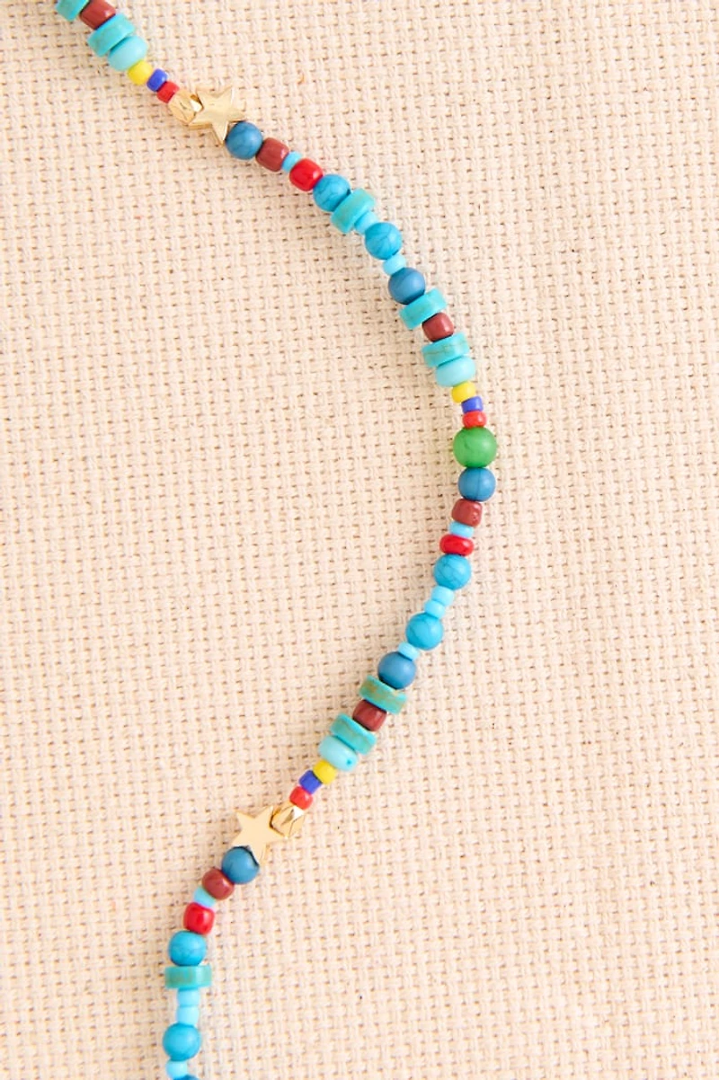 Long Summer Sky Beaded Necklace