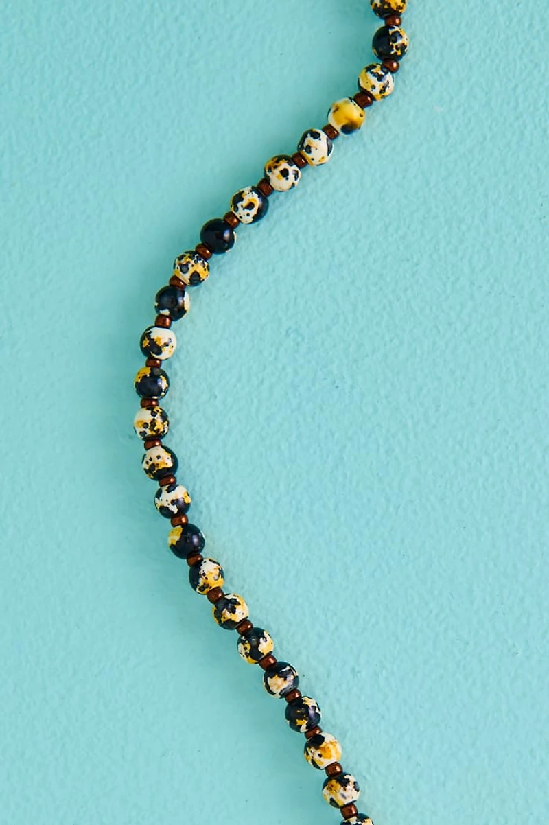 Black Swirl Mini Glass Elongated Necklace