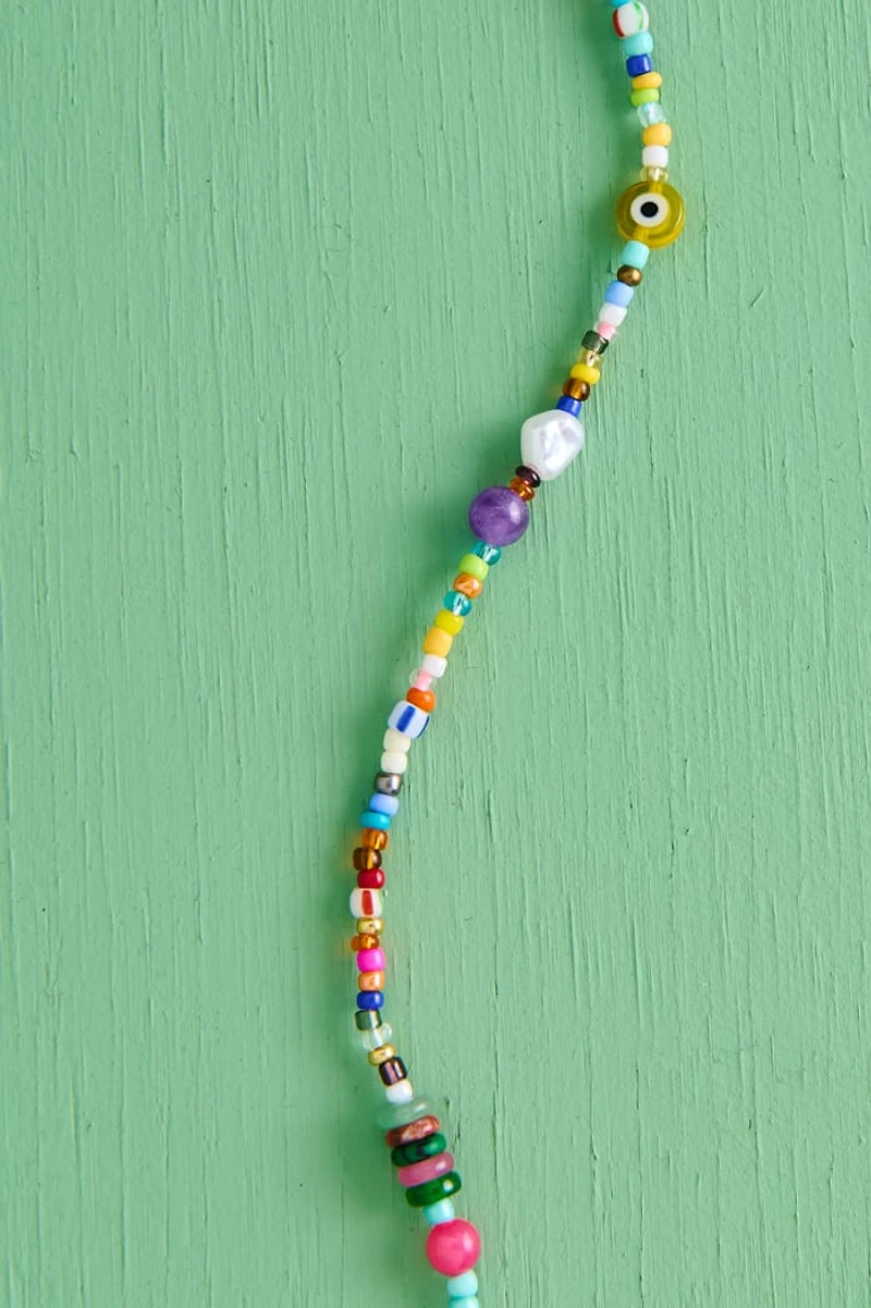 Rainbow Evil Eye Boho Mini Beaded Necklace