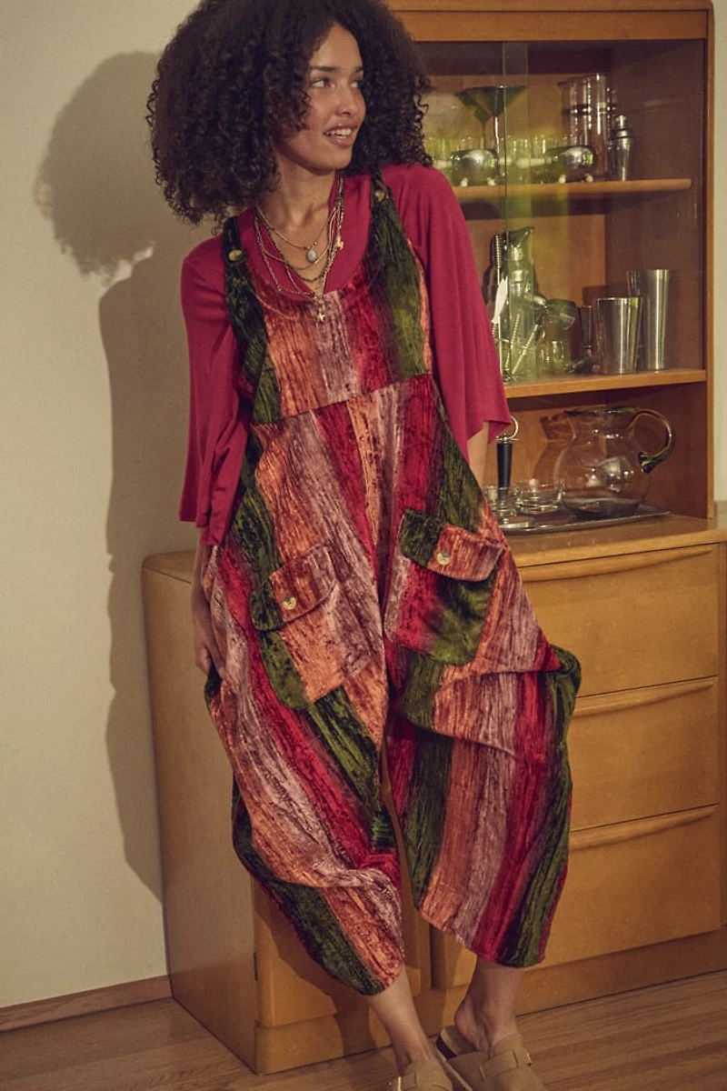 Buy Velvet Striped Wide Leg Barrel Jumpsuit  Online at Earthbound Trading