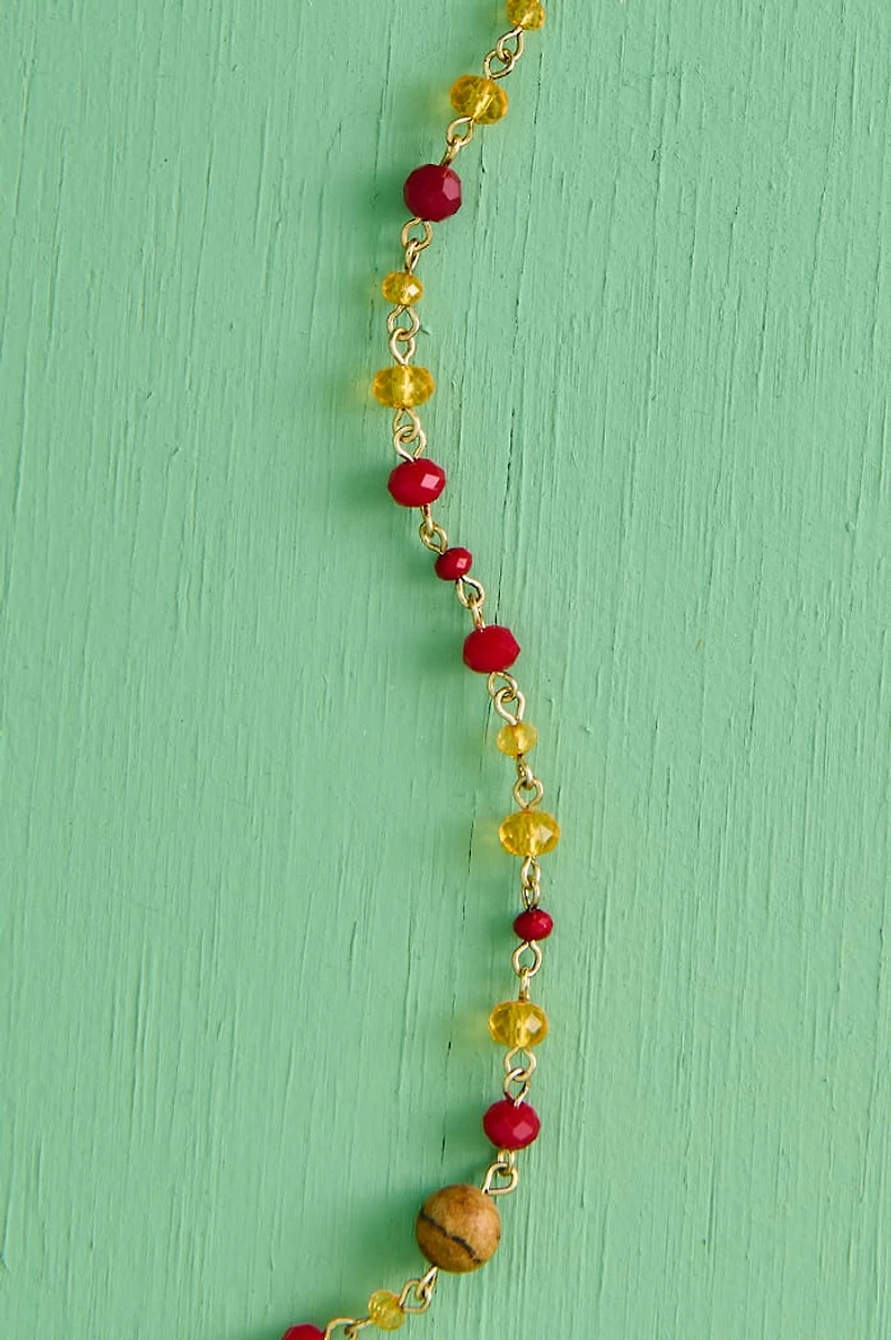 Picture Jasper Mini Glass Elongated Necklace