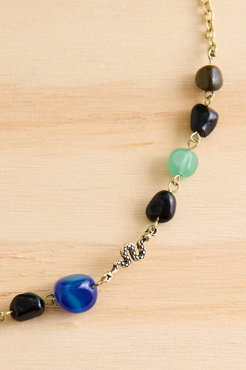 Snake and Swirl Stone Necklace