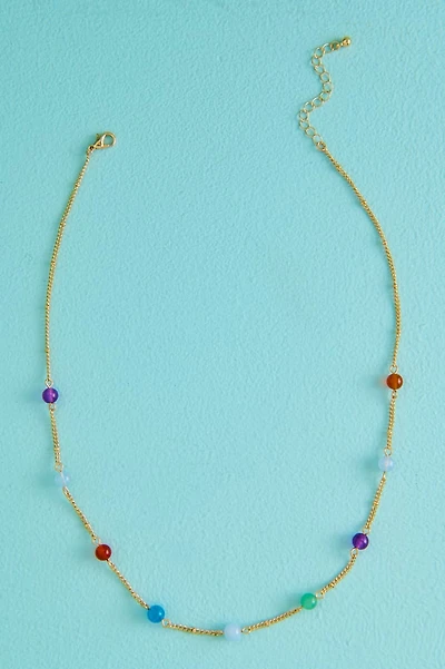 Multi Stone Gold Dotted Sphere Necklace