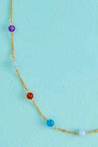 Multi Stone Gold Dotted Sphere Necklace