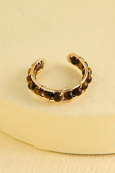 Gold Tiger's Eye Beaded Ring