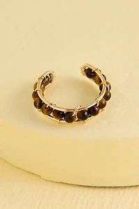 Gold Tiger's Eye Beaded Ring