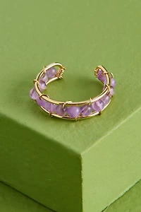 Gold Amethyst Beaded Ring