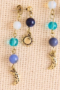 Sun and Moon Beaded Stud Earrings