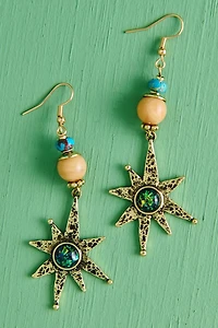 Hammered Star Dangling Earrings