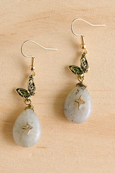 Labradorite Butterfly Drop Earrings