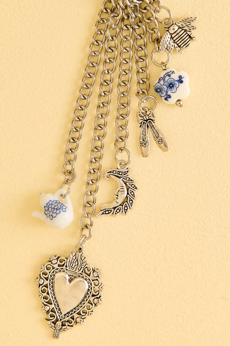 Silver Ceramic Teatime Coquette Bag Charm