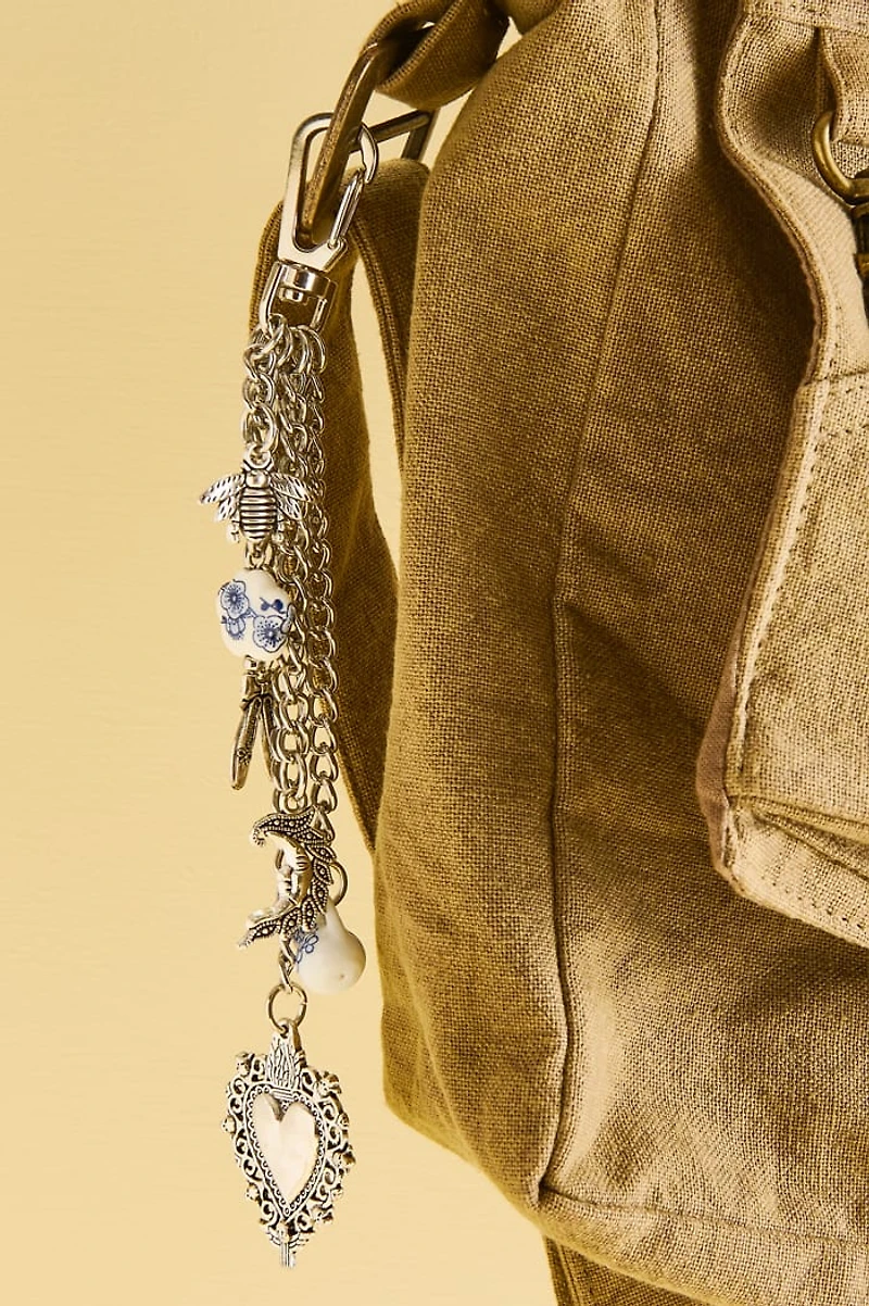 Silver Ceramic Teatime Coquette Bag Charm