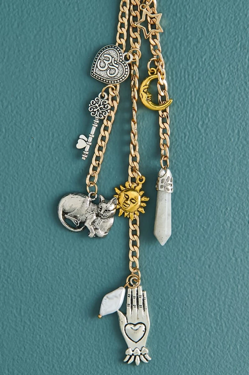 Mystic Kitty Dangling Chain Bag Charm