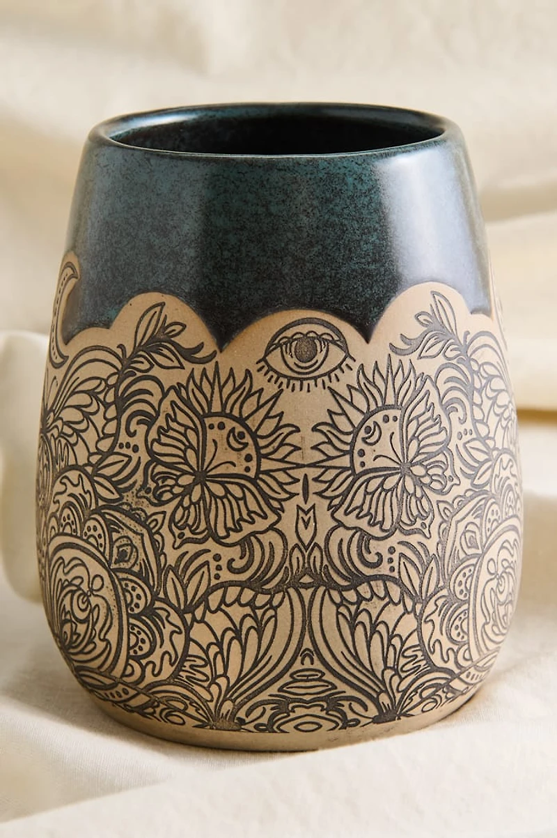 Moonlit Moth Trippy Split Teal Mug