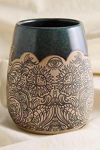 Moonlit Moth Trippy Split Teal Mug