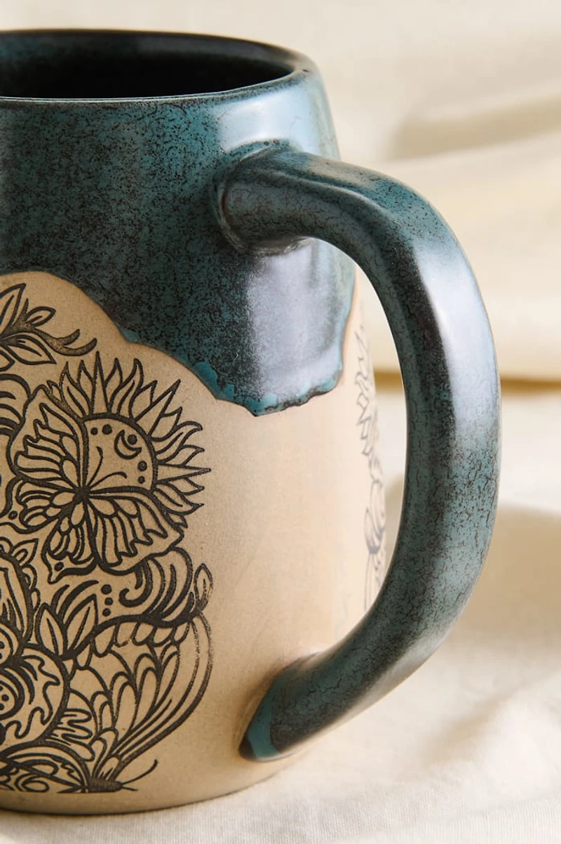 Moonlit Moth Trippy Split Teal Mug