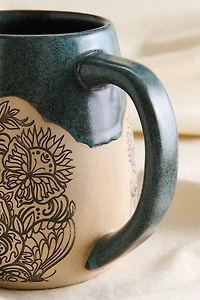 Moonlit Moth Trippy Split Teal Mug