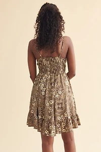 Floral Tie Front Sari Mini Dress