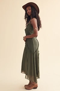 Green Mesh Crater Maxi Dress