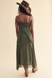 Green Mesh Crater Maxi Dress