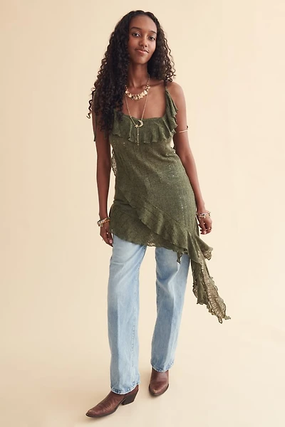 Green Ruffle Asymmetrical Fairy Tank