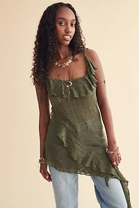 Green Ruffle Asymmetrical Fairy Tank