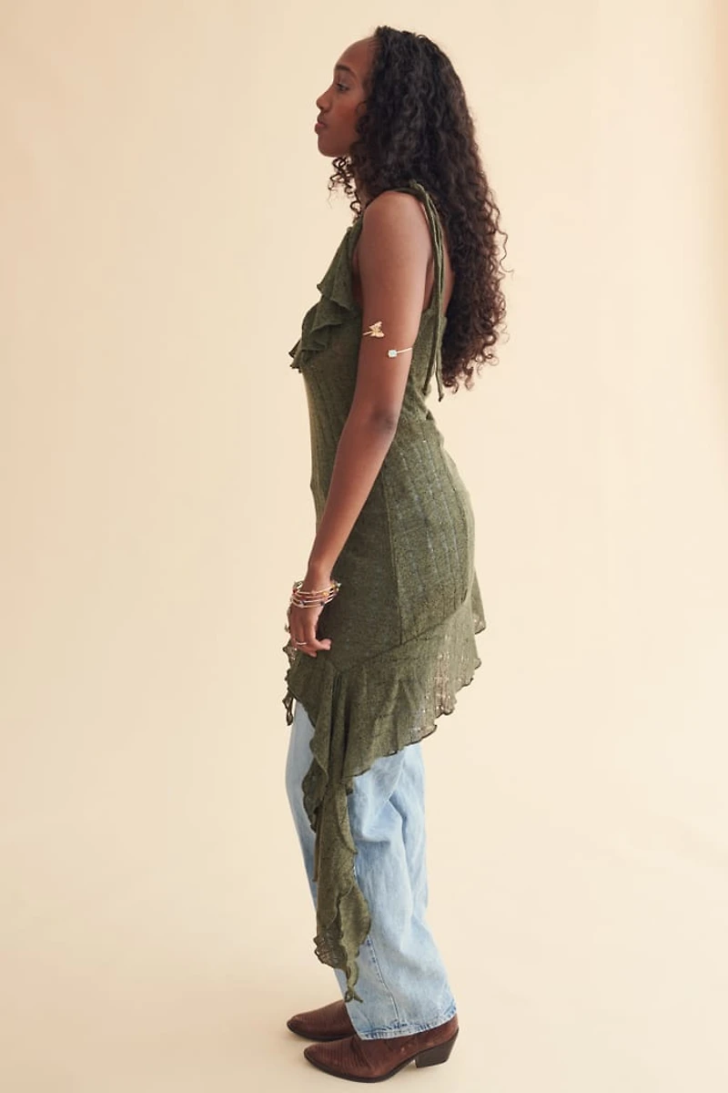 Green Ruffle Asymmetrical Fairy Tank
